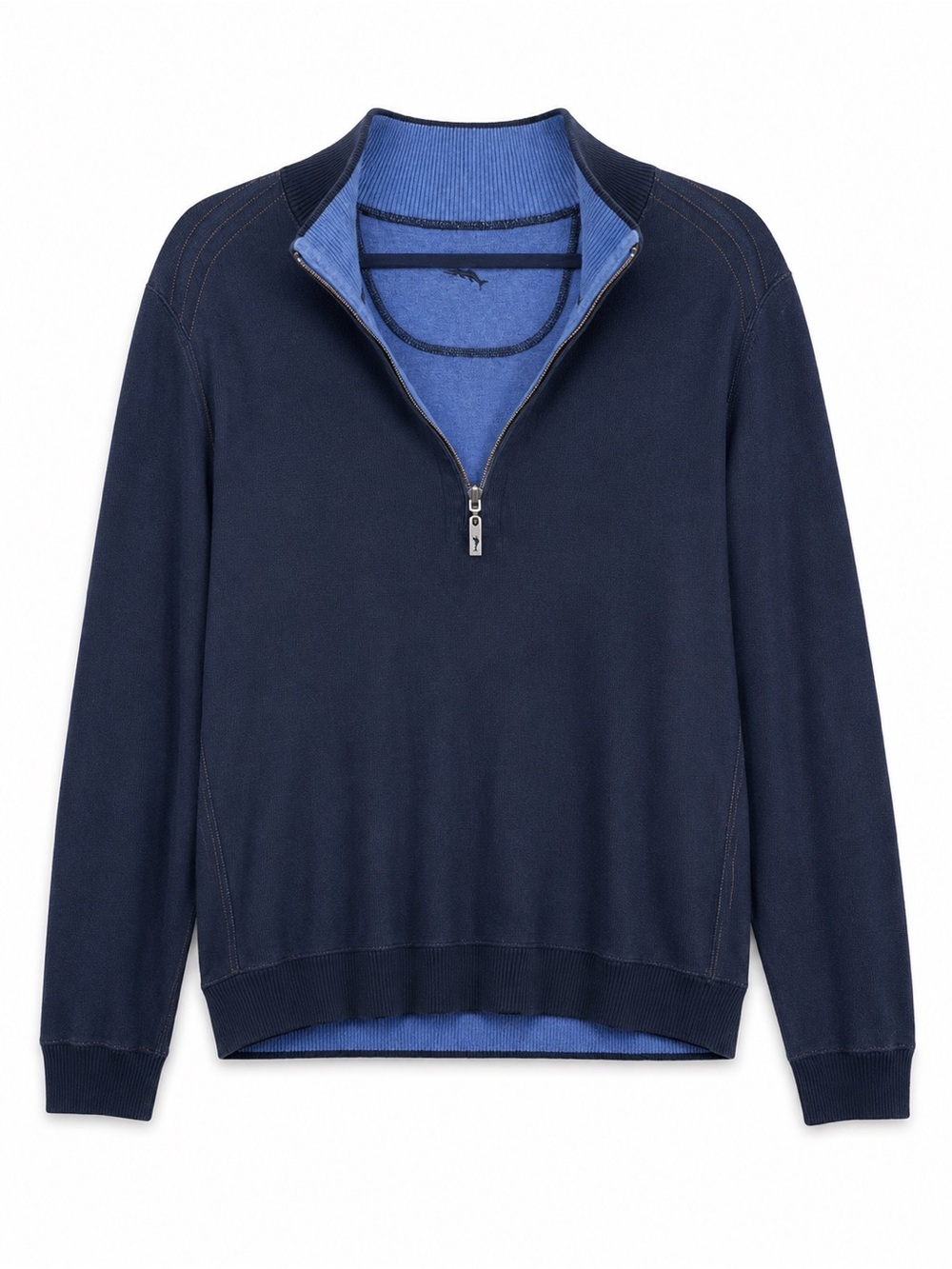 Tommy Bahama Flipside Reversible 1/4 Zip Pullover Sweater Navy Blue Mens XL